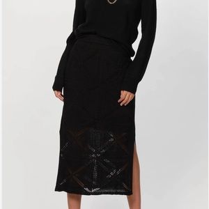 2022 Rebecca Taylor Black embroidered midi skirt (small).